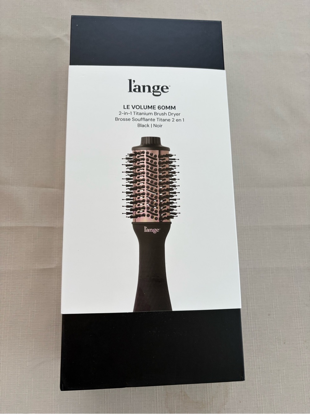 L'ange Le Volume 60MM 2-in-1 Brush Dryer — Black with Rose Gold Barrel